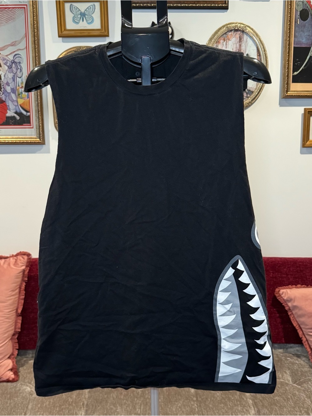 Ethika Black Sleeveless Tank with Shark Graphic